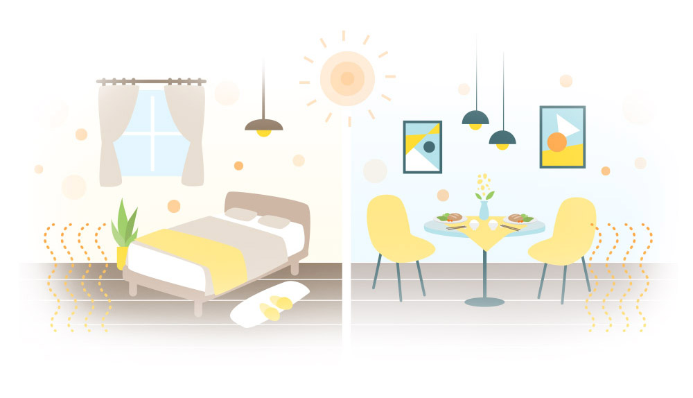環渼節能地暖系統，臥室、客廳、餐廳，皆可安裝木質地板地暖系統